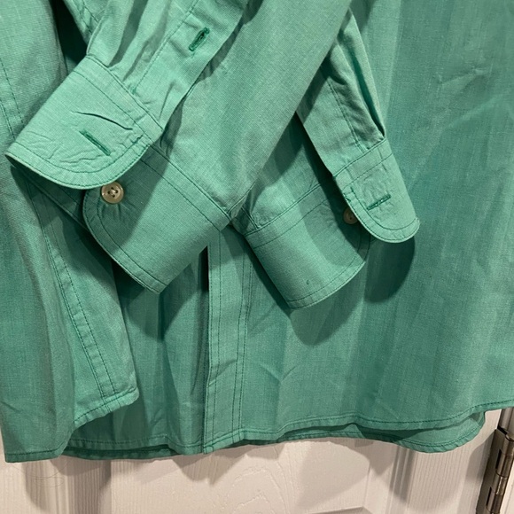 Chaps Mens size M Kelly Green Easy Care Long Sleeve Button Down Shirt Logo - Picture 5 of 11